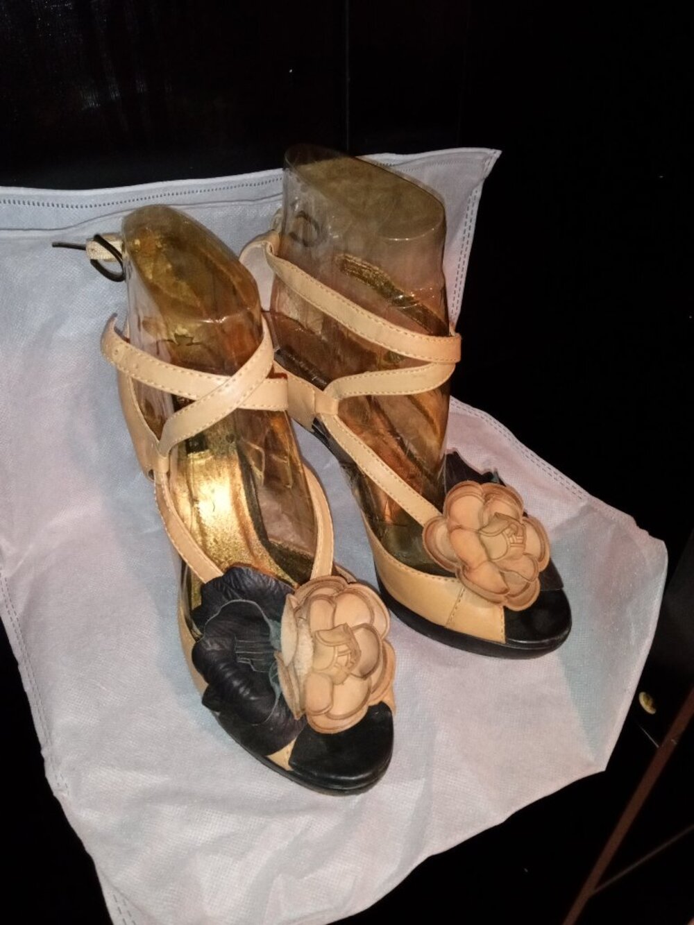 Nanette Lepore Leather Flower Heeled Sandals
